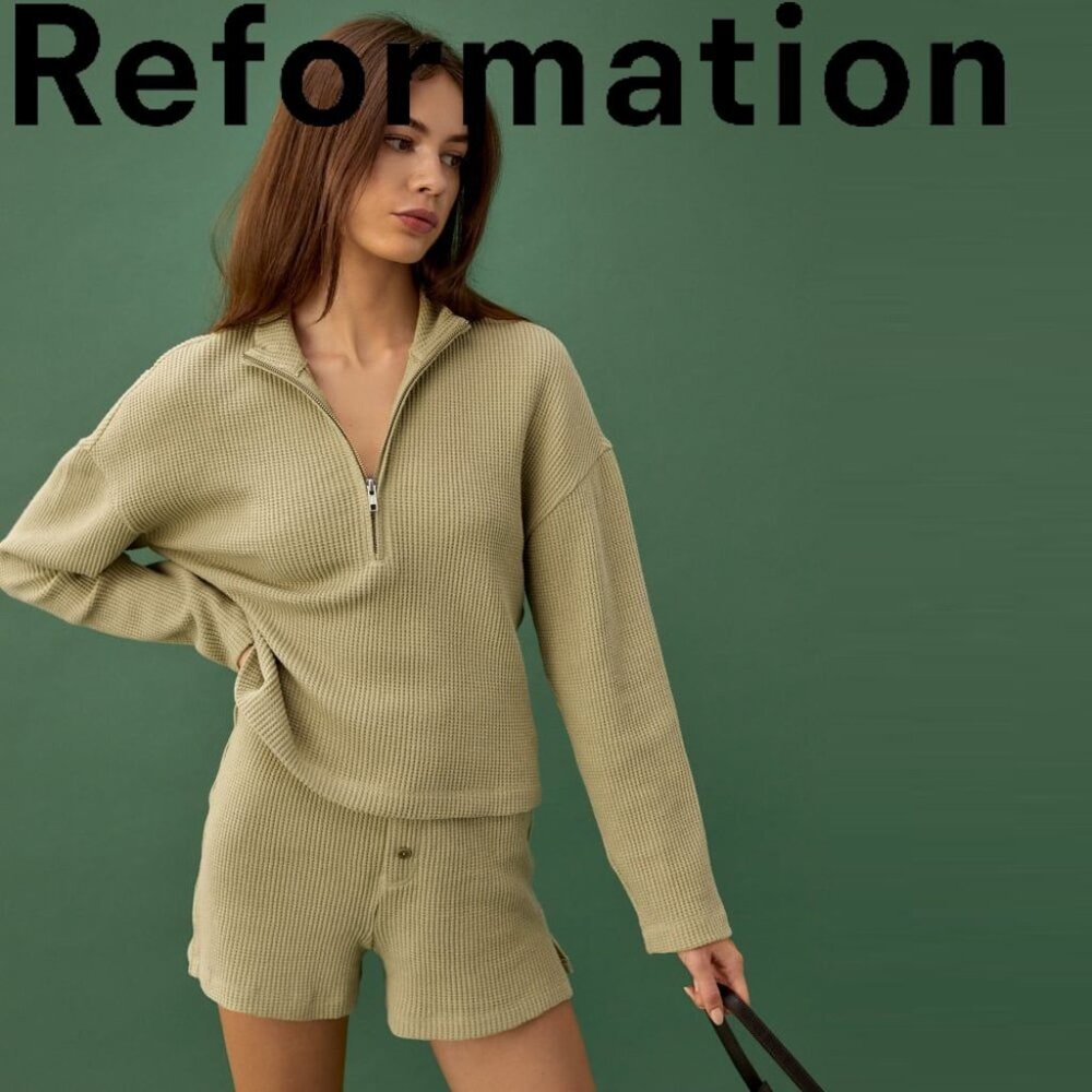 REFORMATION Reformation Yale Waffle Zip Sweatshirt NWOT S